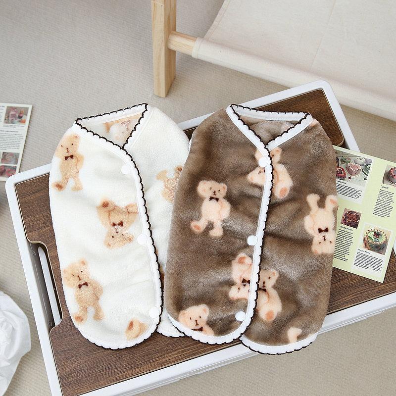Pet Clothes Autumn Winter Medium Small Dog Plush Vest Cute Sweater Warm Velvet Kitten Puppy Sweet Cardigan Chihuahua Yorkshire