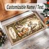 Forest Theme Crystal Velvet Floor Rug Personalized Custom Name Text Warm Carpet Home Decoration