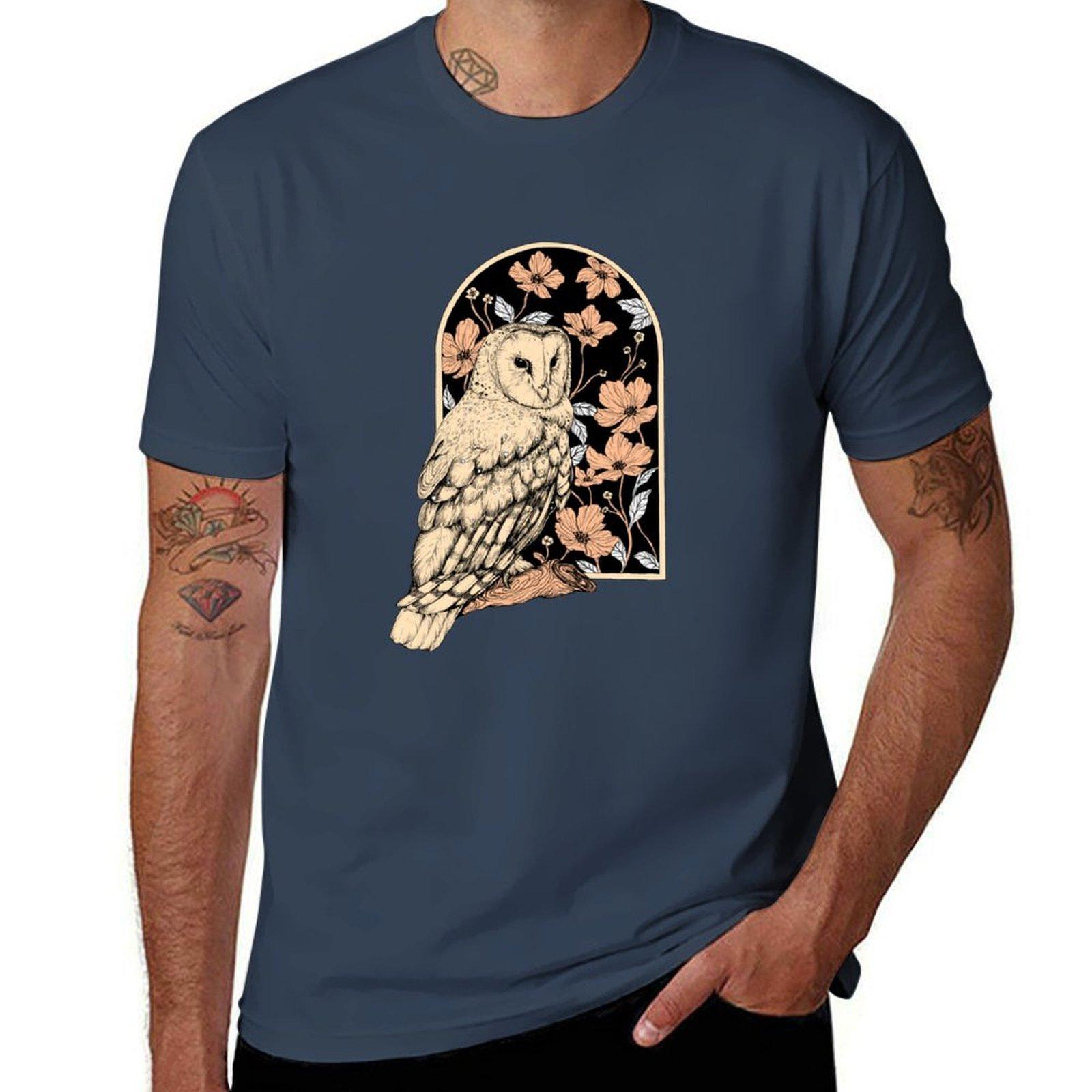 Owl And Flowers Tshirt Simple Print Design Tshirt S