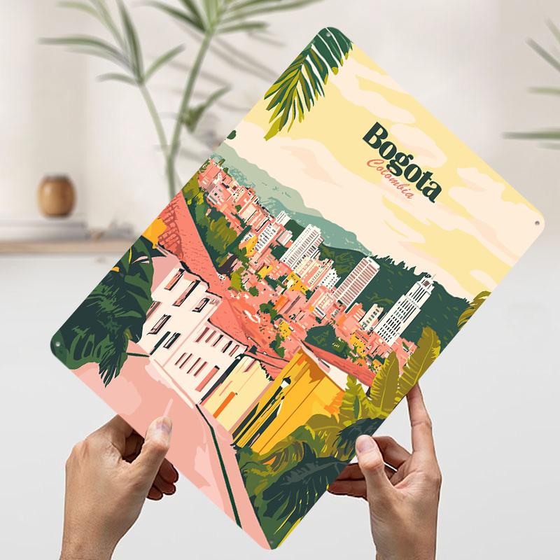 

Bogota Colombia Travel Metal Poster Customized Wall Art Retro Vintage Tinplate Signs for Wand Deko Office Decoration Room Decor 7.9x11.8In(20x30cm)