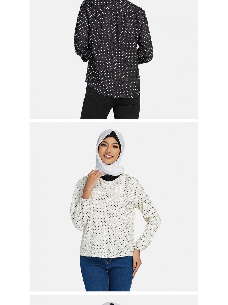 Korean Style Loose Polka Dot Chiffon Puff Sleeve Top for Women - Spring/Summer Trend.