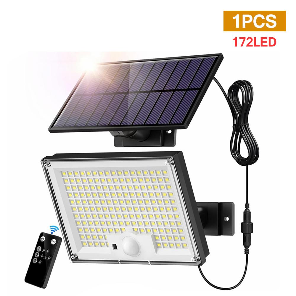 

Светодиодный солнечный светильник 242LED, уличный датчик движения, охранная лампа, 4 регулируемые головки, 270°, широкоугольные прожекторы для гаражного двора
