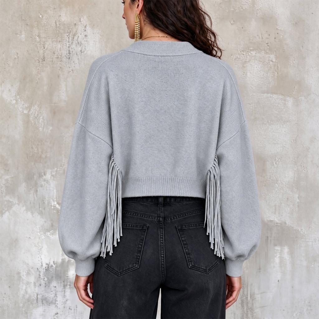 Women's Cropped Streetwear Jacket with Flattering Fit, Hem, V-Neck and Single-Breasted Button Front