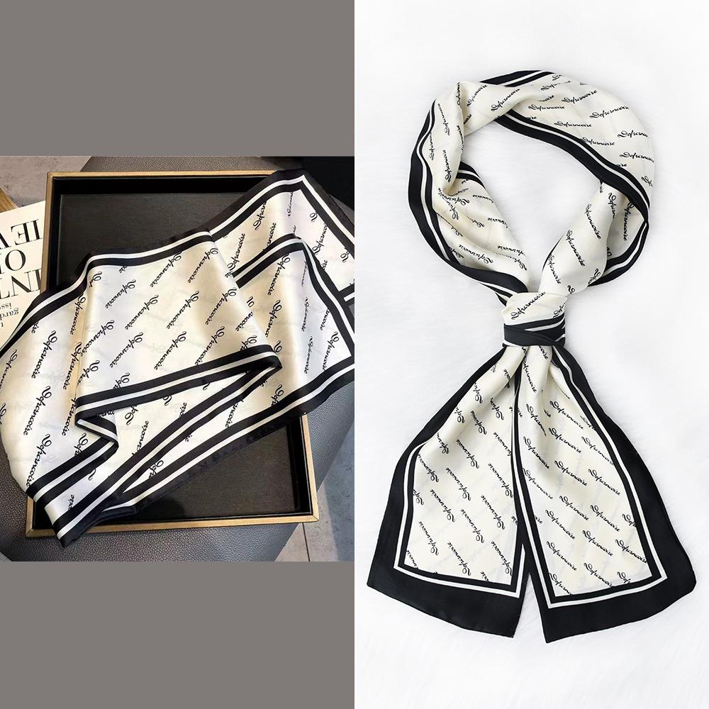 Luxury Design Horse Print Silk Sexy Scarf Women Soft Satin Hairband Neckerchief Office Hijab Headband Foulard Gift