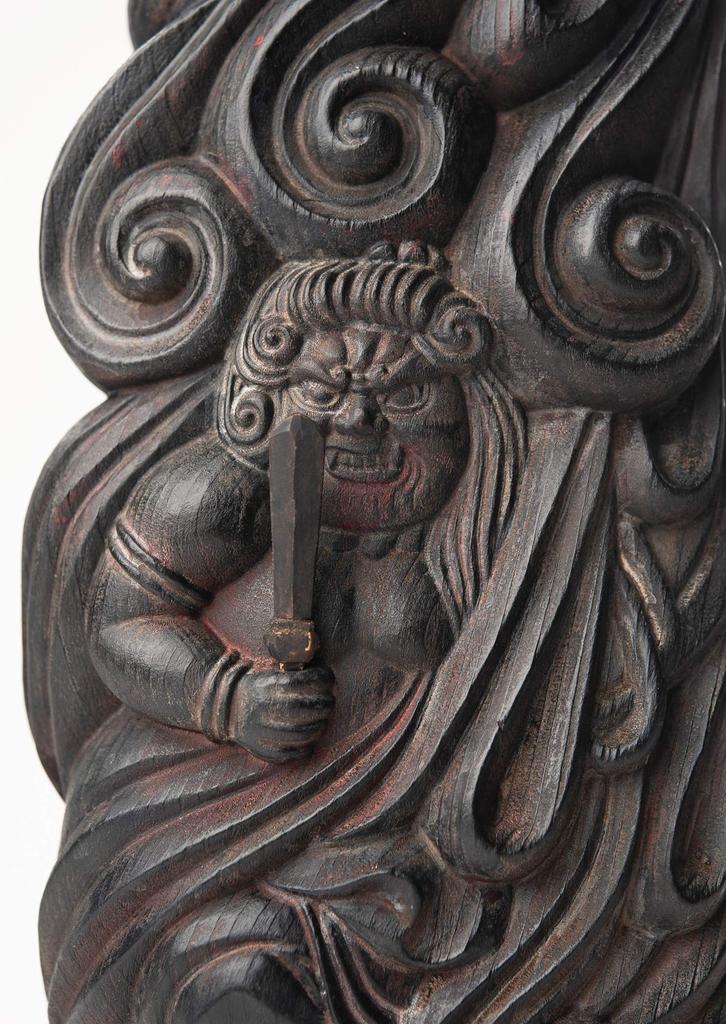 Hölzerner Buddha Myoo, buddhistischer Bildhauer Fujita Aomori Colorist Takamura Statue Buddha Statue Weltfigur Fudo Myo 560147 „Fudo Statue“ (Hölzern