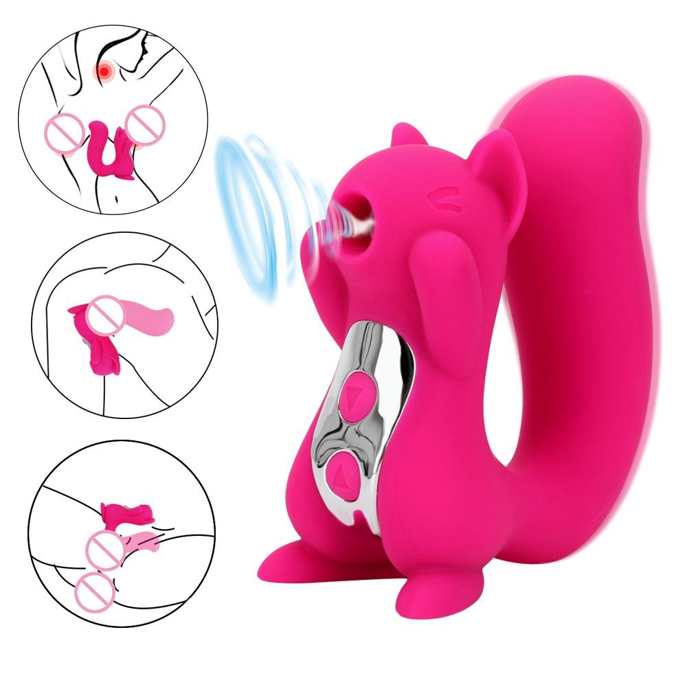 Tvar veverky Olizování klitorisu Stimulátor Vibrátory Odsávačka jazyka Vaginální vibrátor pro ženy Masturbátor Sání Sexuální hračky