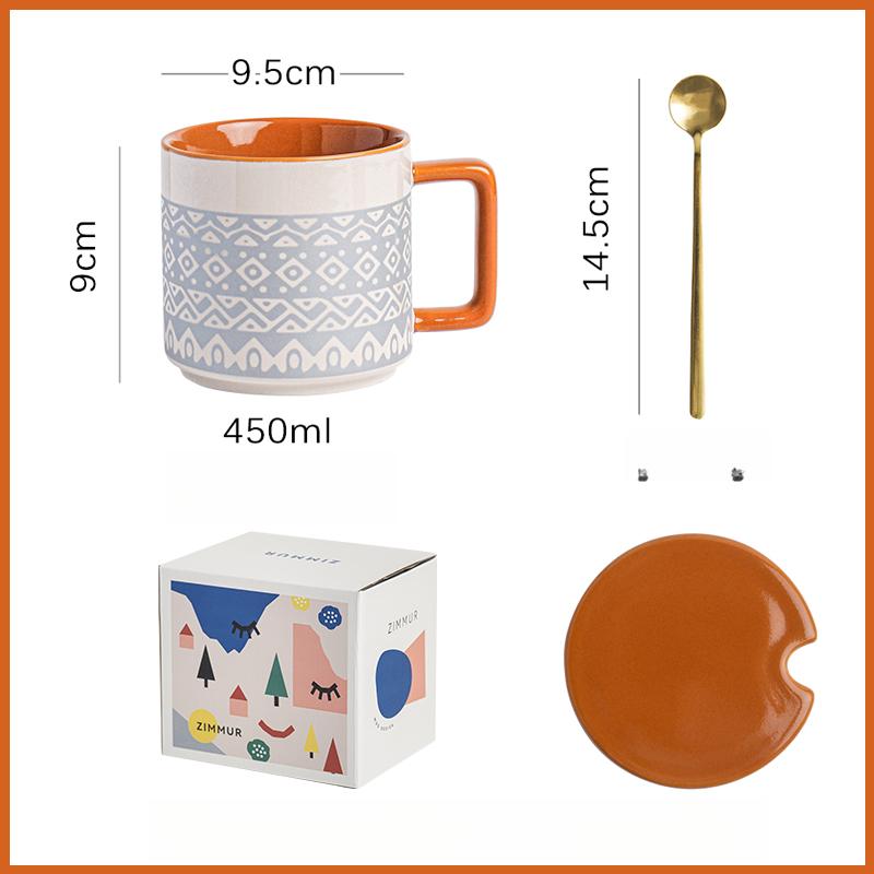 

Office Ceramic Drinking Mug Women New 2025 Home Coffee Mugs Breakfast Cup with Lid and Spoon Mug 401-500ml