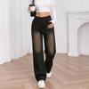 Puffanpop Women's Wide Leg Jeans Retro Wash High Waisted Denim Pants Loose Straight Jeans Y2K Black Butterfly Pants
