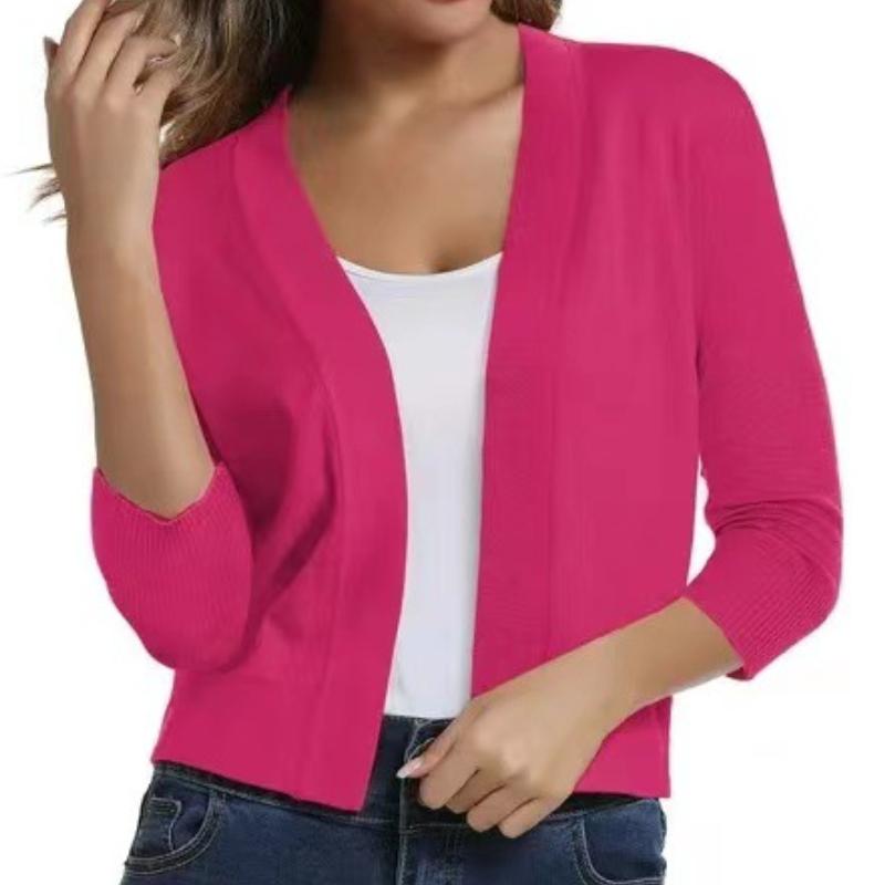 IHUASU Knitwear Women's Simple Versatile Short Jacket Autumn and Winter Knitted Cardigan