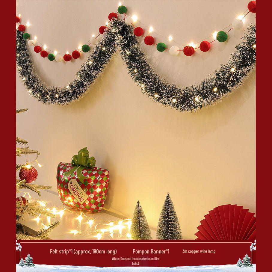 Christmas Decoration Garland: Ribbon, Leaves, Snowflakes, Tinsel, for Windows and Trees.