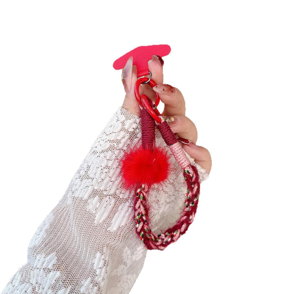 Knitted Pompom Plush Lanyard and Bracelet for Phone or Handbag