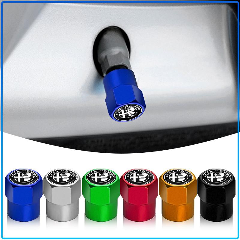4Pcs Car Valve Stem Caps Cover Waterproof Car Accessories Stickers For Alfa Romeo 147 159 156 Giulietta Giulia Mito Spider Alpha Nheadrest