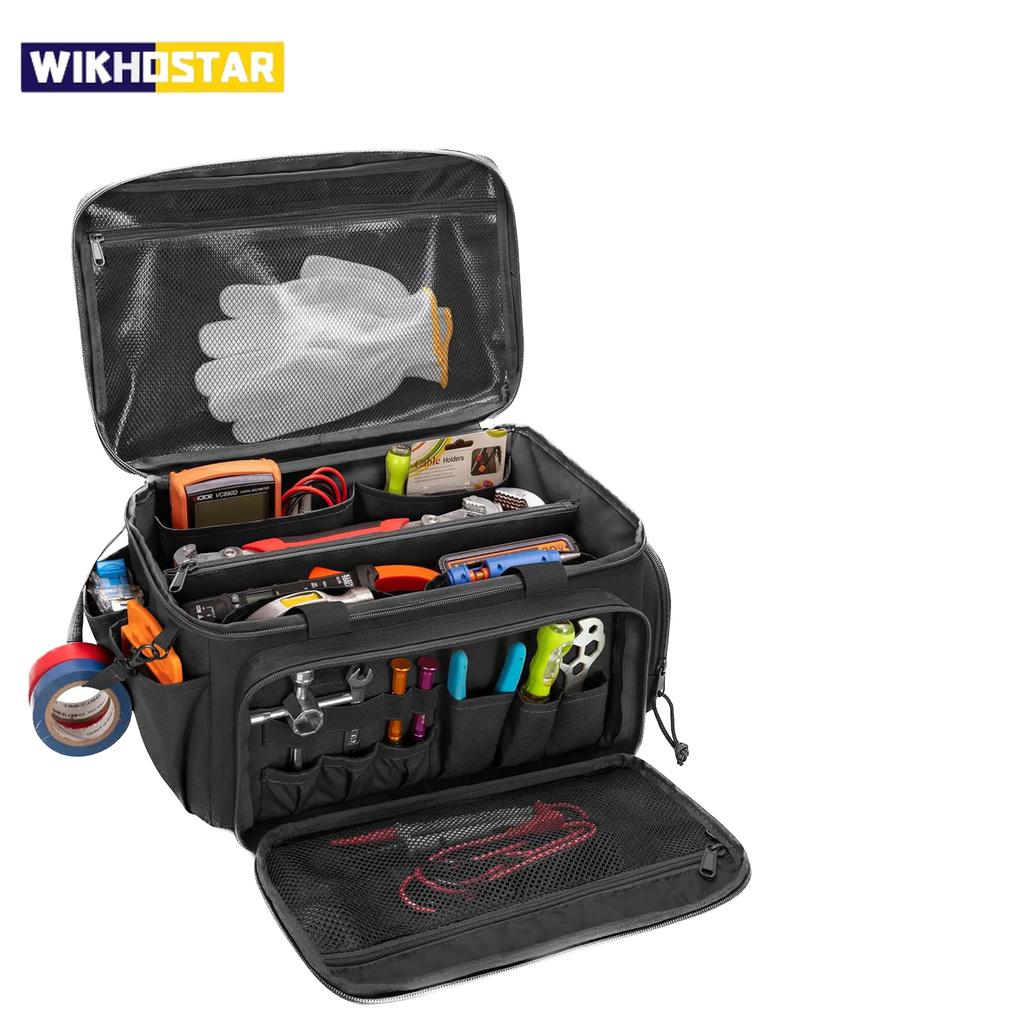 14" Heavy Duty Tactical Tool Bag Non-slip Base Multipurpose Organizer for Handymen Carpenters Durable Portable Tool Storage