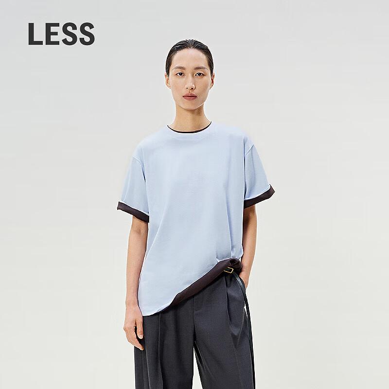 LESS 2025 Spring Cotton Casual Loose Round Neck Short Sleeve T-Shirt L