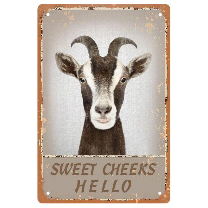 Animals Metal Tin Signs Sweet Cheeks Hello Posters Plate Wall Decor for Home Garden Bars Man Cave Cafe Clubs Retro Poster Plaque
