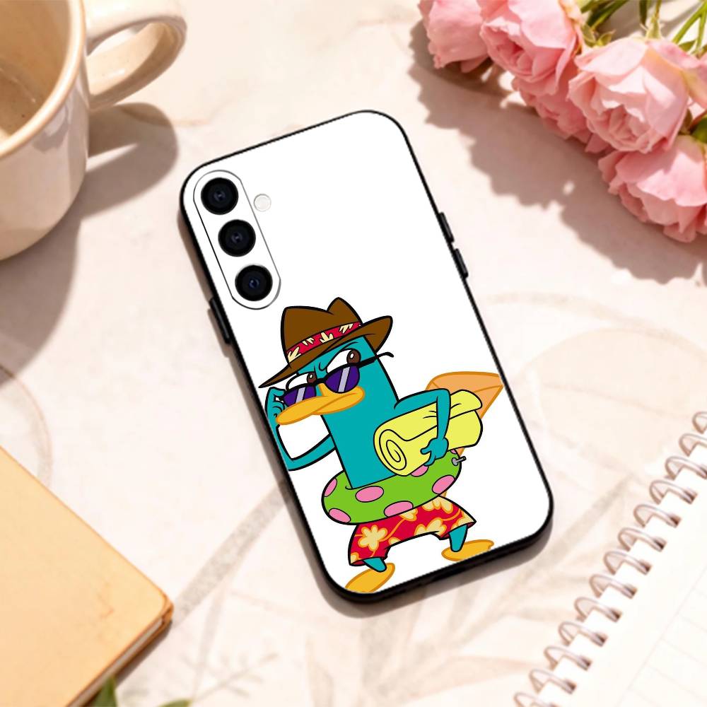 cute Cartoon P-Perry The P-Platypus   phone Case For Samsung Galaxy A73,A72,A71,A70,A53,A52,A51,Others Soft Black Shell