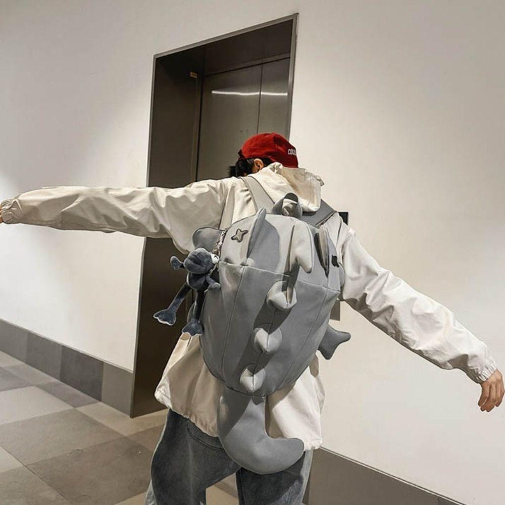 Multi-pocket Trendy Shark Backpack Waterproof College Students Schoolbag  Boys Girls