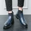 Men's Plus Size 46 Autumn/Winter Martin High-Top Leather Boots, British Style, Double Buckle Slip-On