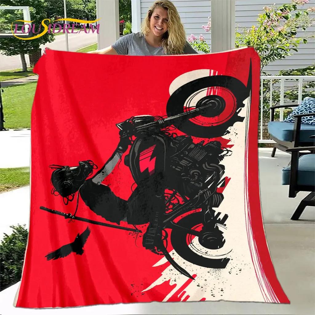 3D Retro Vintage Motorcycle Soft Plush Blanket,Flannel Blanket Throw Blanket for Living Room Bedroom Bed Sofa Picnic Cover Gift
