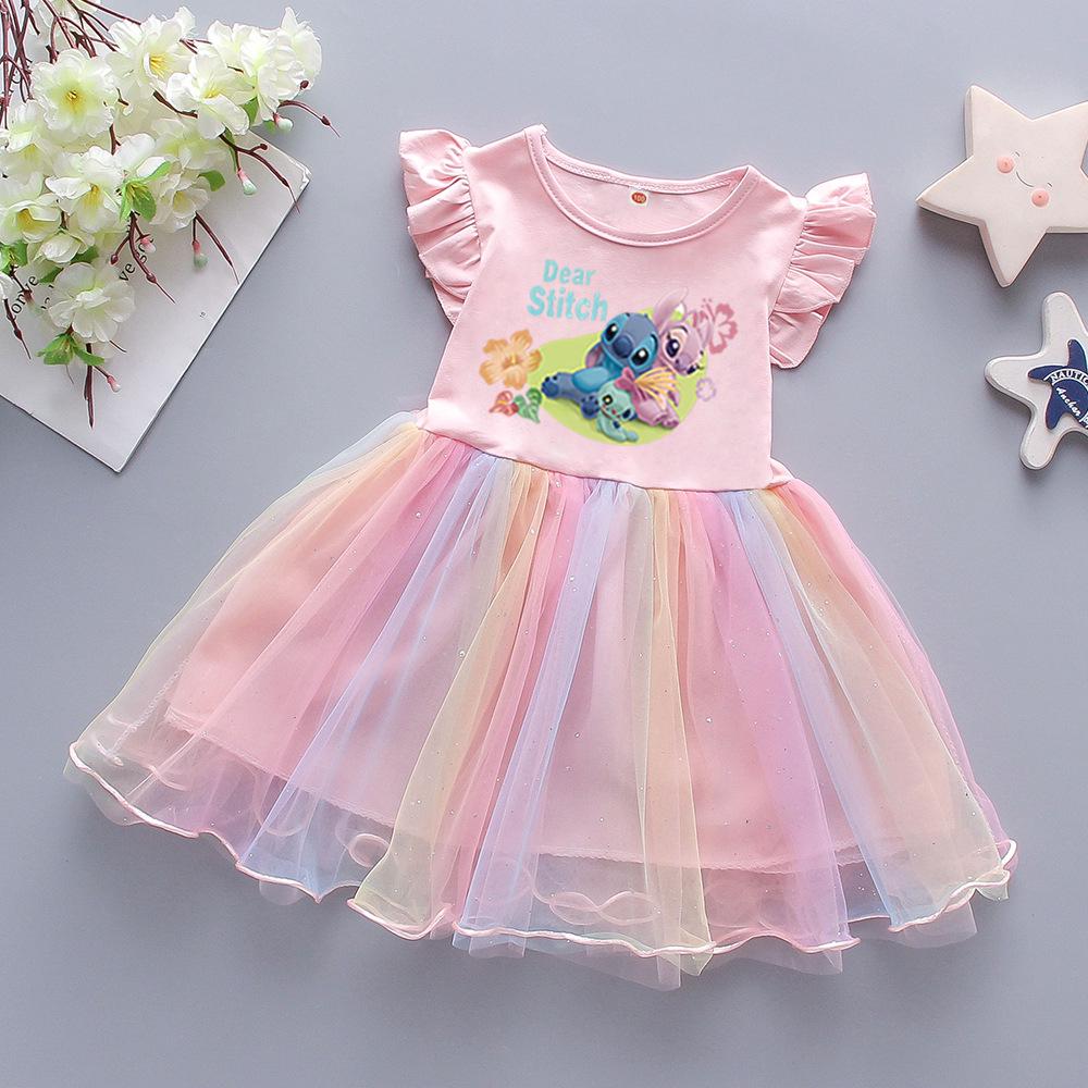 

Дівчаче плаття принцеси з короткими рукавами та рельєфним візерунком Size 110