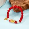 Lucky Beads Dragon Bangle Elastic Zodiac Hand Chain Aesthetic Loong Beaded Bracelet  Couple