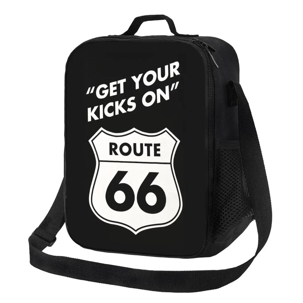 Motorcycle Ride Route 66 Insulated Lunch Bags for US Numbered Highways Resuable Thermal Cooler Food Lunch Box Work School Travel