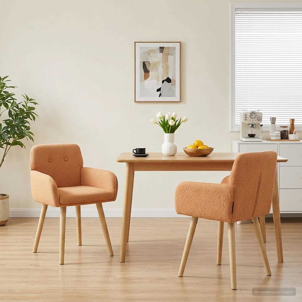 Dining Chairs 2 Pcs Boucle Beige 59 X 57 X 85 Cm
