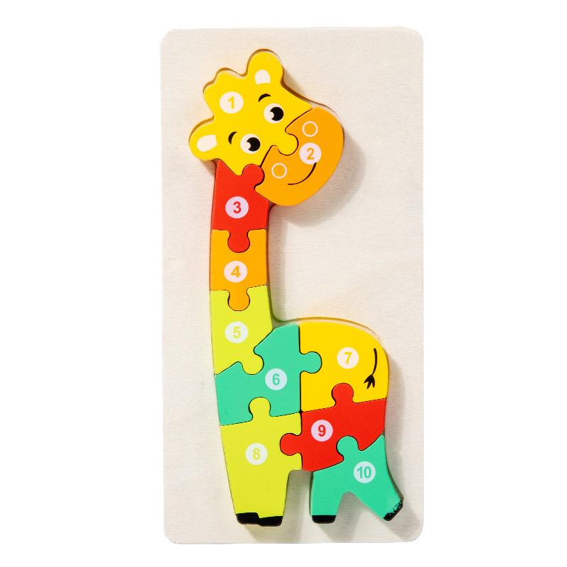 Wooden 3D Buckle Puzzle Cartoon Pattern Early Education Cognition Kid's Intellectual Development Toys Classical Wooden Puzzle