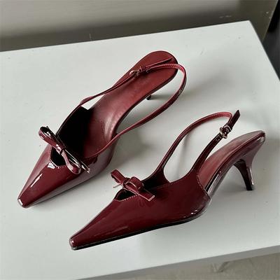 Sandali décolleté alla moda con punta a punta Sandali eleganti da donna Slingback Cinturino con fibbia Tacchi sottili Scarpe da cerimonia nuziale femminili