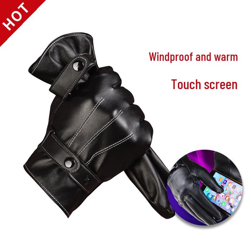 Herren Winter Warme Leder Motorradhandschuhe - Kältefest, Wasserdicht, Touchscreen, Plus Samt