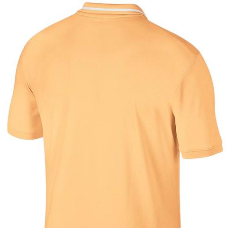 Nike Solid Logo Print Double Button Placket Polo Shirt Men Tops Yellow BV1195-251