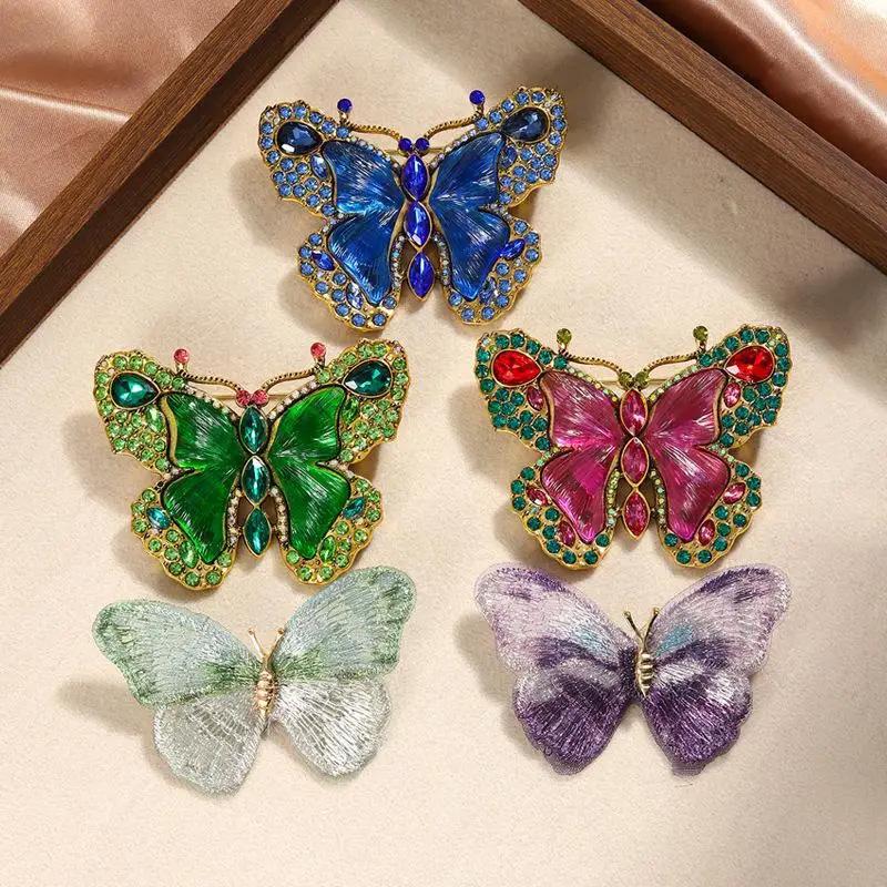 1PC Butterfly Brooches Colorful Crystal Vintage Jewelry Gifts Luxury Rhinestone Brooch Clothing Pin For Women Girls