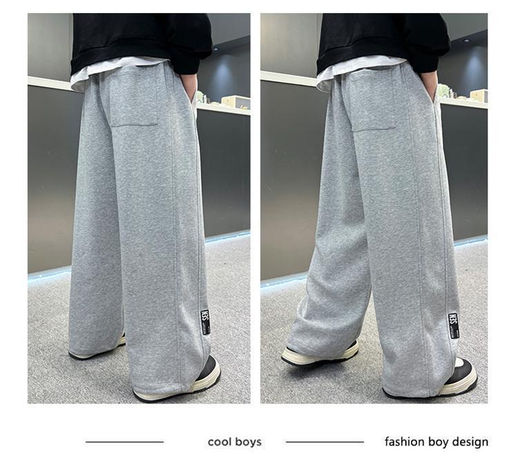 Boys' Winter 2025 Velvet Sweatpants - Trendy Long Pants for Kids