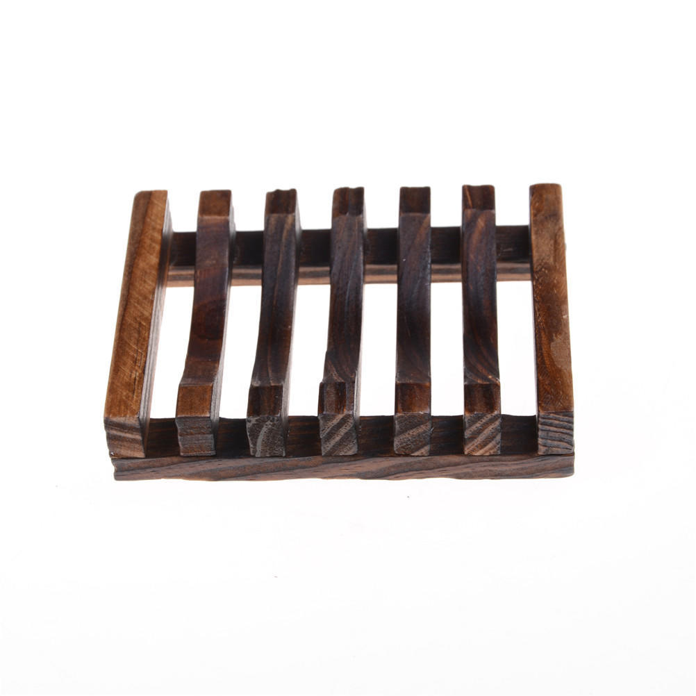 Modern Antique Charcoal Wooden Bathroom Soap Dish Bath Soap Saver Tray
