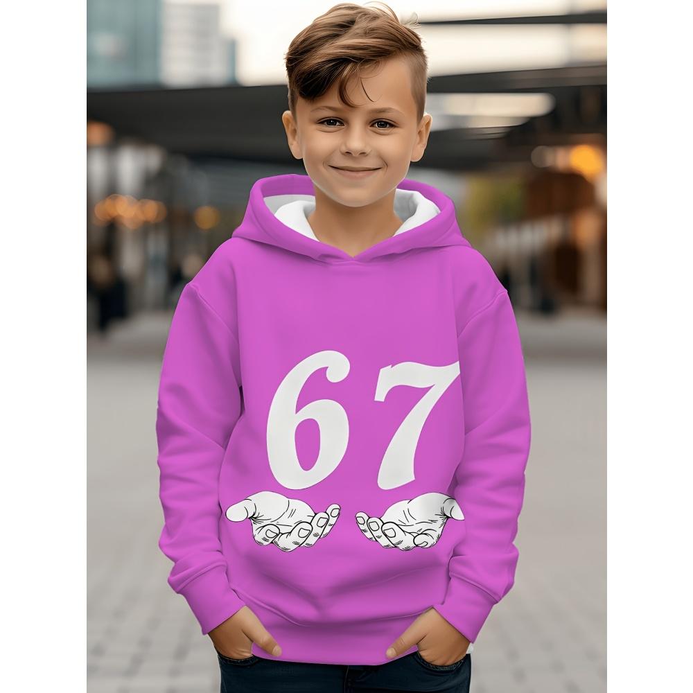 Spring Autumn Men's Clothing Funny Number 67 Creative Print Hooded Sweatshirt Casual Sports Long Sleeve Plus Size Women Hoodie Tops