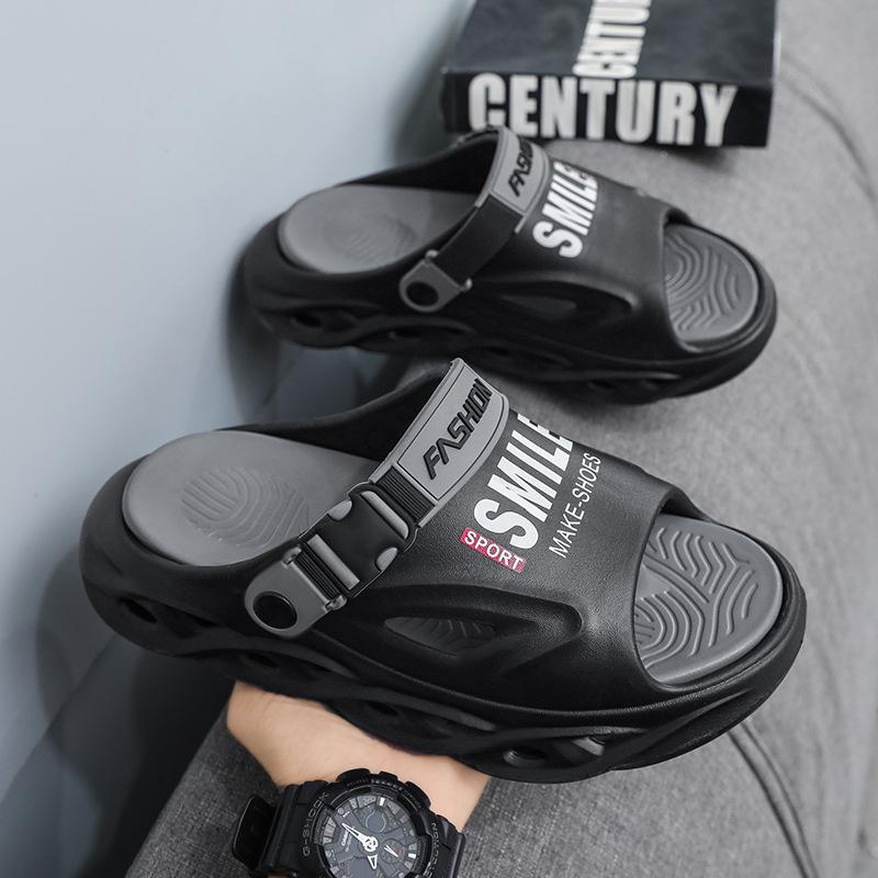 

Coconut hole shoes men s summer wear bag head slippers outdoor river wading sports rafting beach sandals 38 черный серый