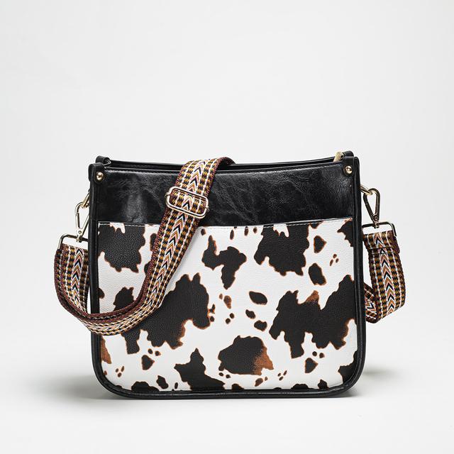 Damskie skórzane torby typu crossbody z PU, damskie małe, urocze torby na ramię, kobiece modne, w kolorze krowy, w kolorze lamparta, pasek dla dziewczynki