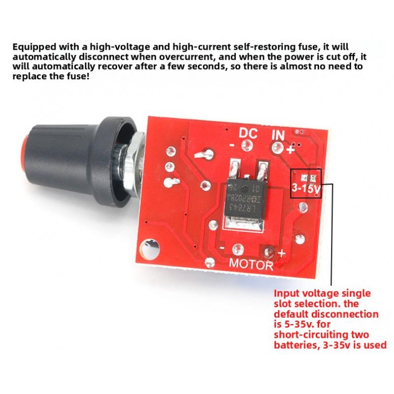 Mini PWM Speed Control Switch, 5A Motor Governor LED Dimmer DC 5V 6V 12V 24V 35V