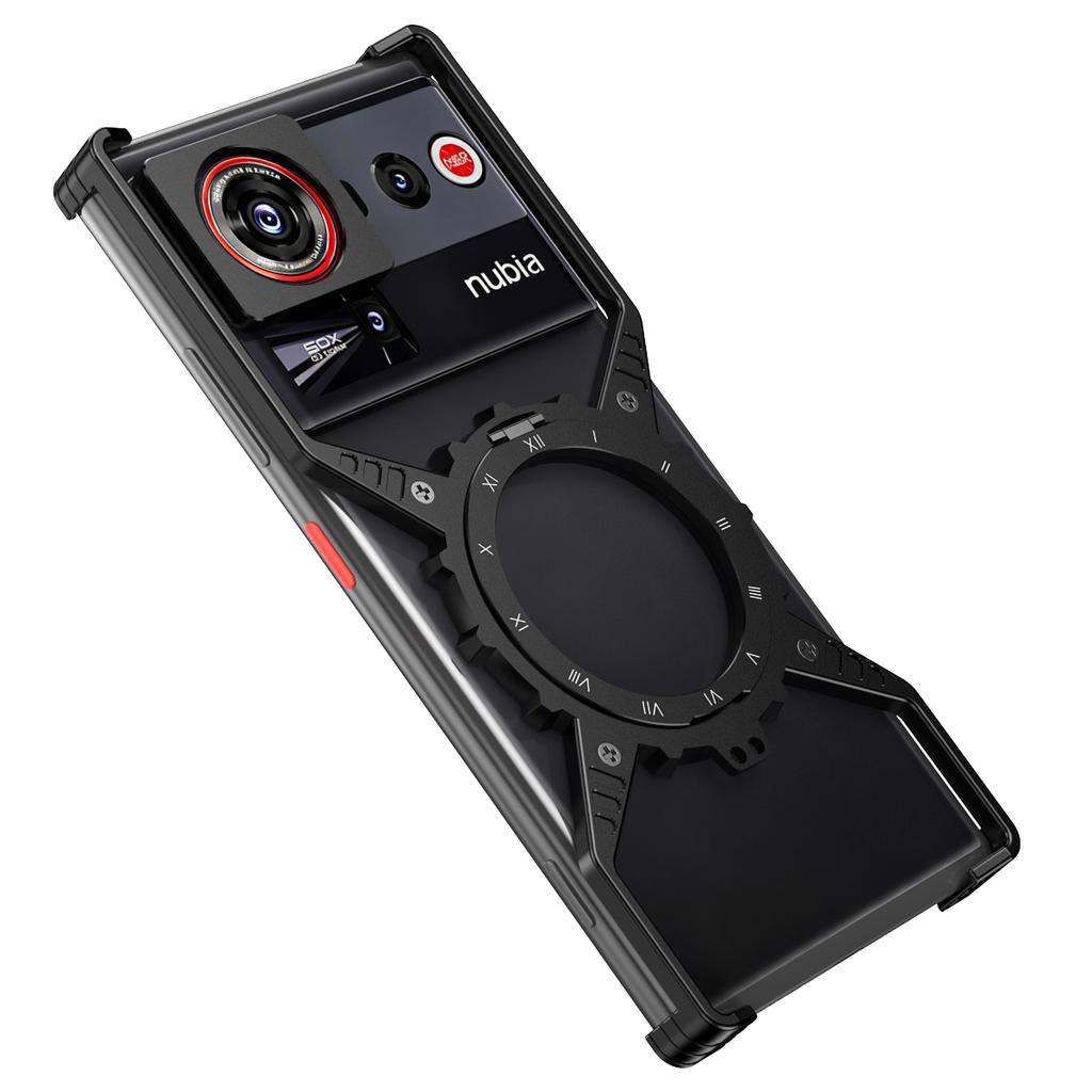 Για θήκη ZTE nubia Z80 Ultra 5G Φωτεινή Μαγνητική Βάση Στήριξης Κράμα Αλουμινίου + PC Προφυλακτήρας Κάλυμμα Τηλεφώνου Απαγωγή Θερμότητας