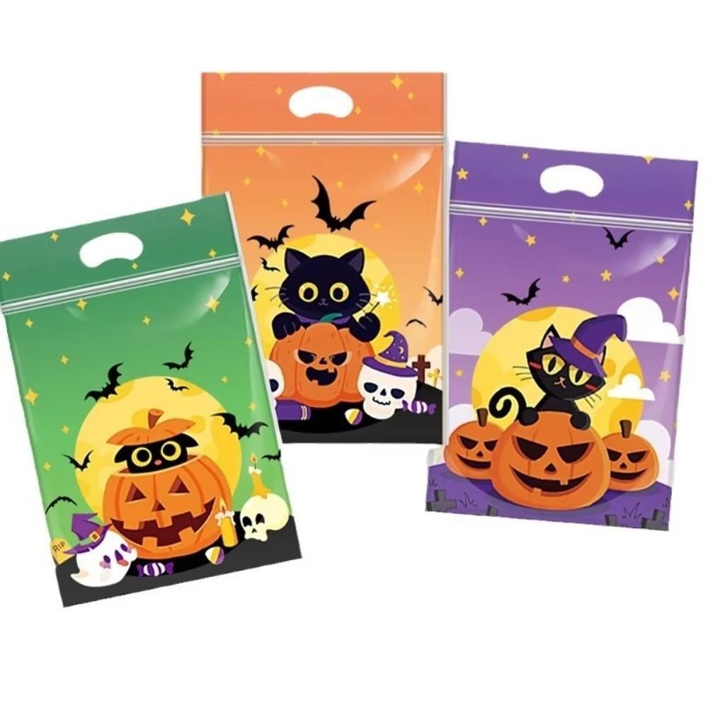 Composite Film Halloween Treat Bags Resealable Zipper Resealable Food Bags Cookie Packaging