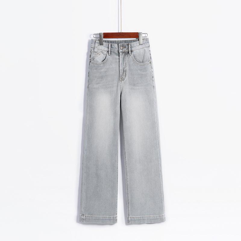 

Dai Jia Er Four-Way Stretch Ash Wide-Leg Jeans Slim-Fit Long Pants - Style 6057 XL