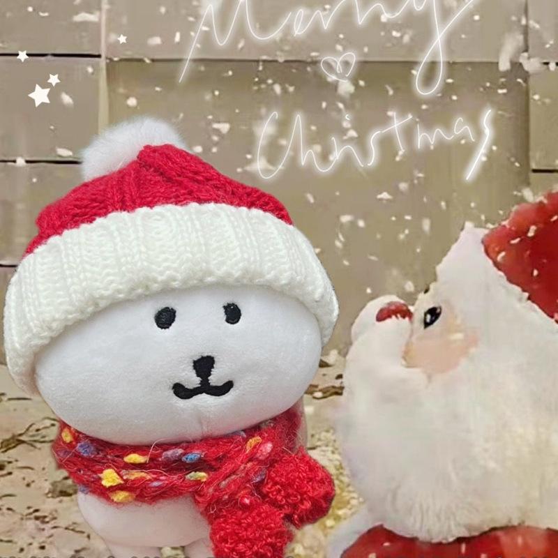 Self-Deprecating Bear Scarf Hat Winter Doll Outfit, High-Value Cotton, 10cm