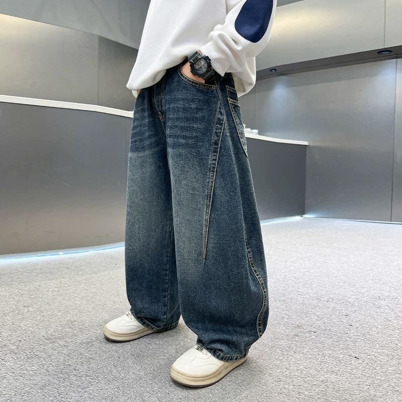 Boys Casual Straight Denim Long Pants Kids Youth Fashion Trousers