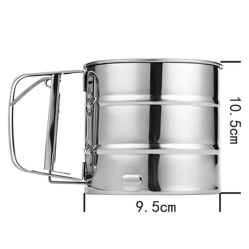 1 pcs Cup Shape Flour Sieve Stainless Steel Mesh Flour Sifter Mechanical Baking Icing Sugar Shaker S