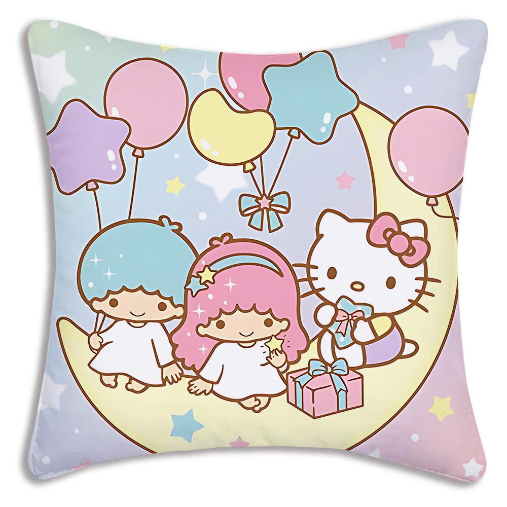Littletwinstars Sanrios Pillow Covers Cartoon Sofa Decorative Home Double-Sided Printing Short Plush Cute Cushion Cover