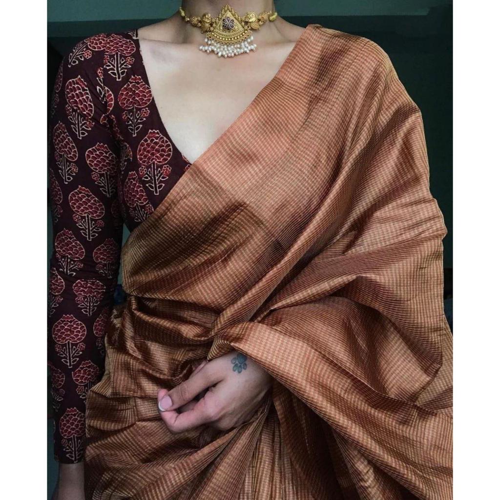 Elegante abbigliamento casual e da ufficio sari per donna, camicetta (Deve essere cucito secondo la taglia e la vestibilità)