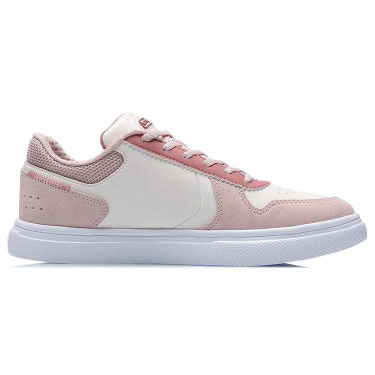 Li Ning Slip Resistant Abrasion Resistant Low top Skateboard Shoes Women's Pink Apricot AGCR194-3