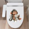 A Creative Monkey That Reads Newspapers While Using The Toilet. Home Toilet Decoration with Self-adhesive Wall Stickers.