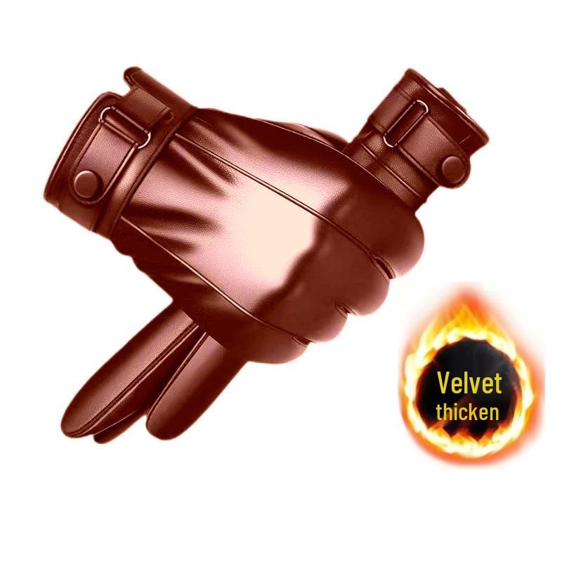 Mănuși de ciclism din piele ecologică rezistente la vânt pentru bărbați și femei - Călduroase, căptușite cu catifea, stil coreean pentru toamnă și iarnă