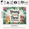 2D Young Wild & Three 3rd Birthday Backdrop Jungle Tiger Safari Photography Background Cloth